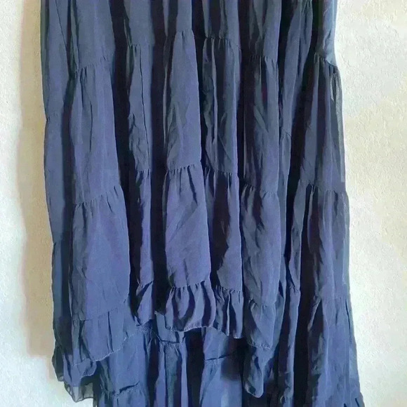 ASOS Drop Waist Maxi Coquette Skirt Ruffle\Pleated Detail In Navy Blue Size 0 - Picture 5 of 10